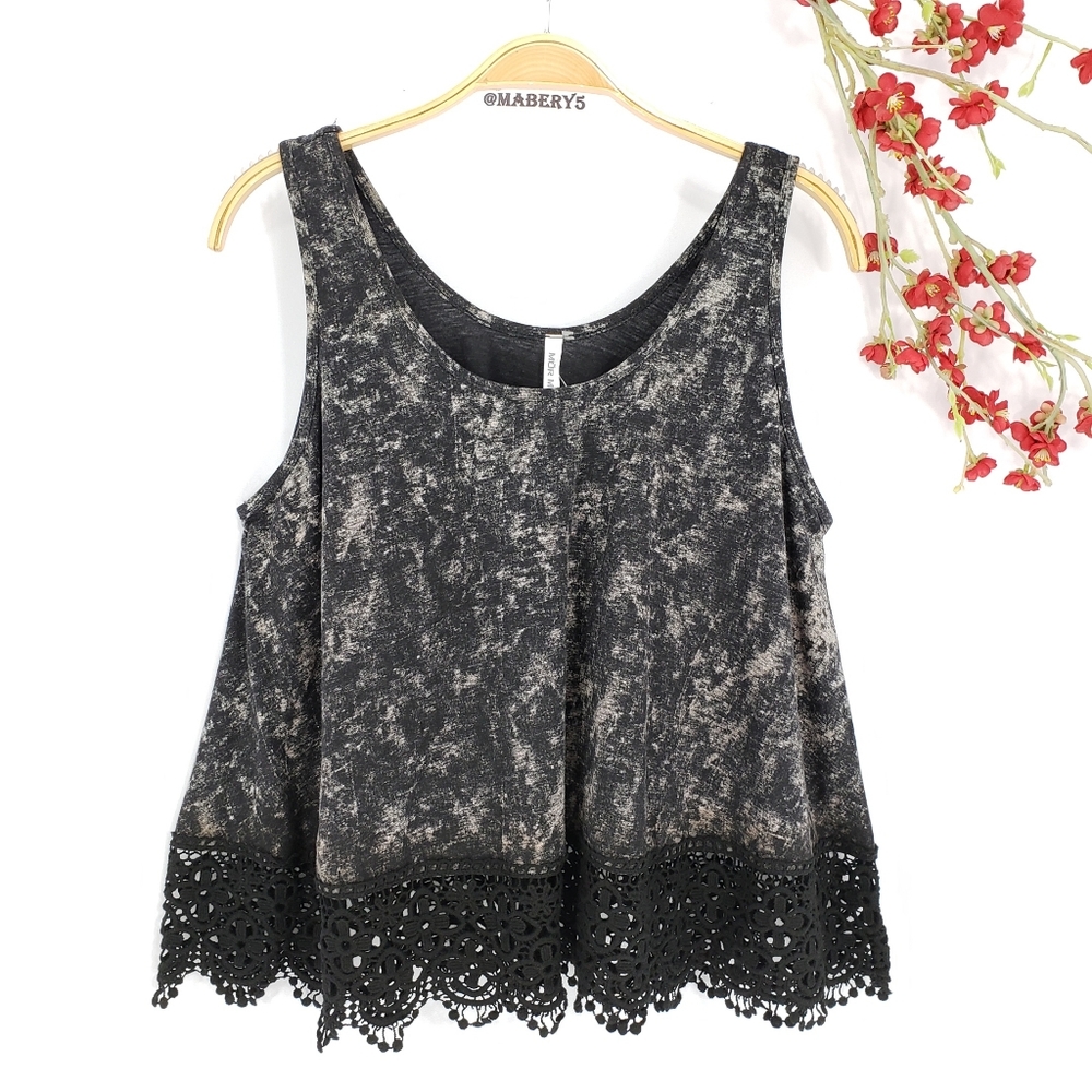 New MUR MUR Tie-Dye Lace Trim Tank sz S